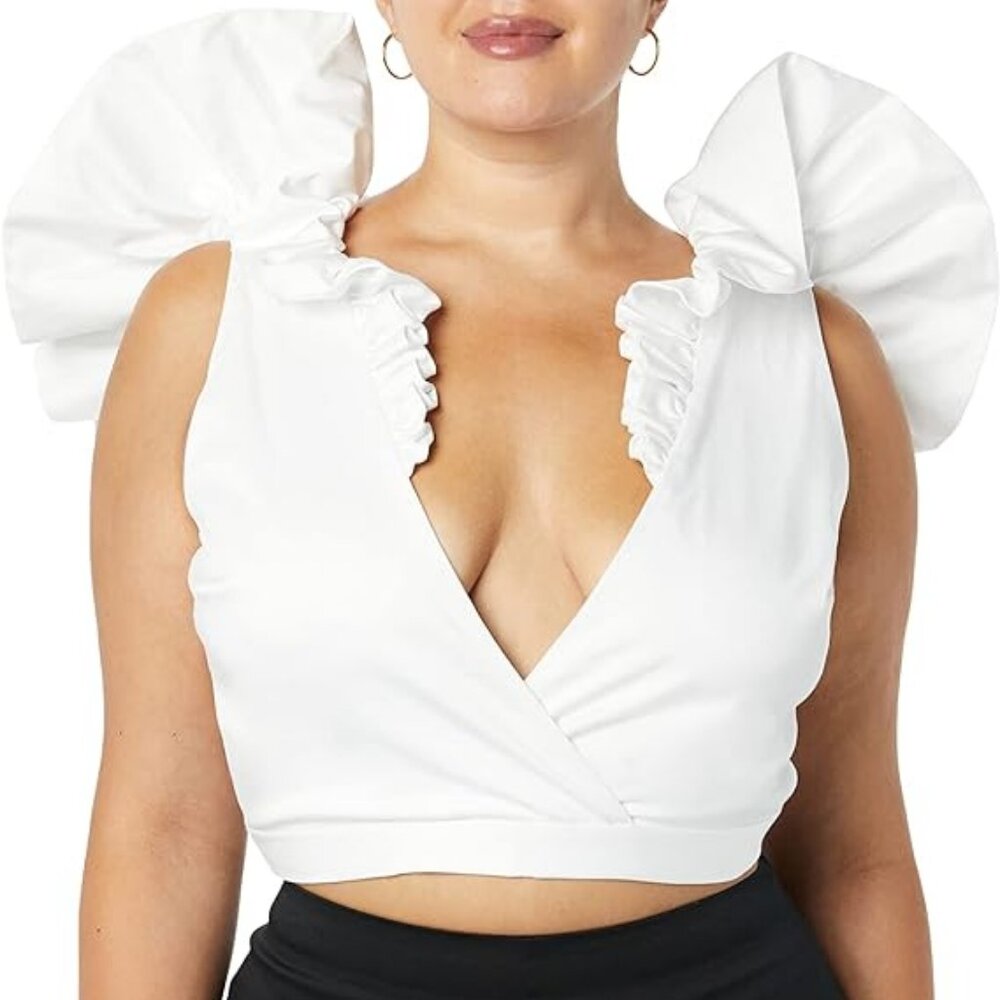 Making The Cut Women's Ruffle Sleeveless Top with Tie Back Size M